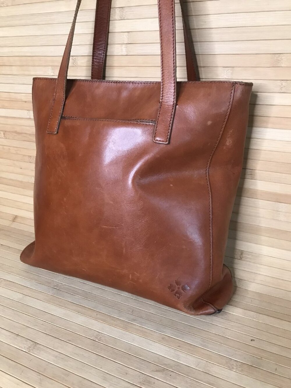 Patricia Nash Viana Soft Tan Brown Leather Shoulder Tote Bag 13x13x3 Purse - Picture 3 of 11